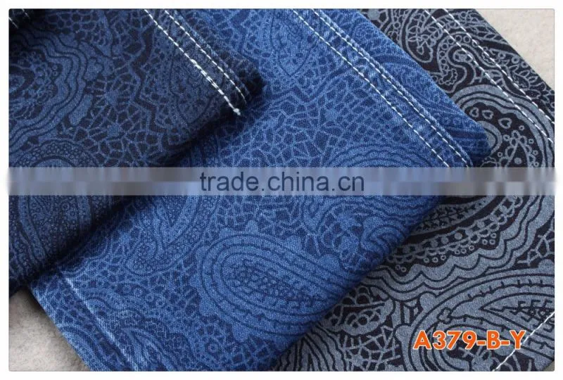 A379-B-Y printed denim fabric for all kinds of jeans