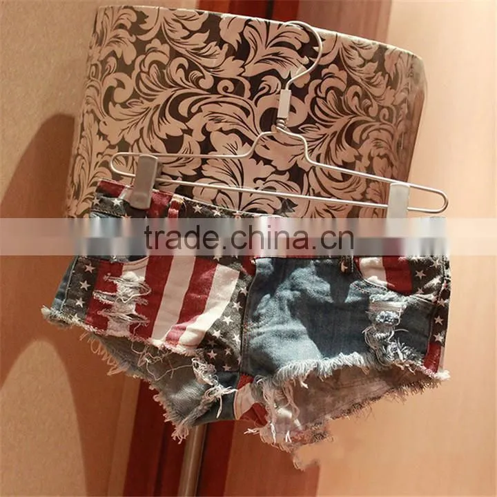 Sexy Mini American Low Waist Demin Flag Print Shorts
