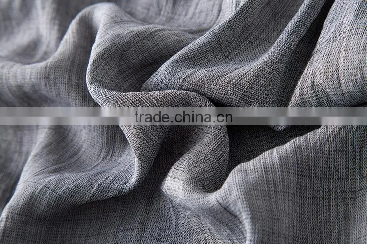 High quality Womens Long sleeveCotton and linen plain gray casual blouse