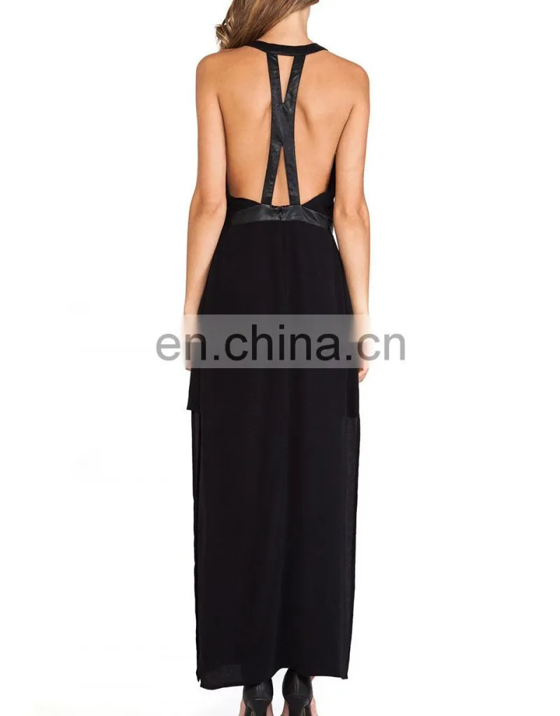 CHEFON Women black sexy party maxi dresses