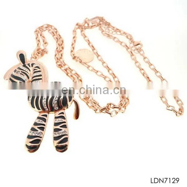 2014 newest fashion cute animal lucky zebra horse pendant necklace