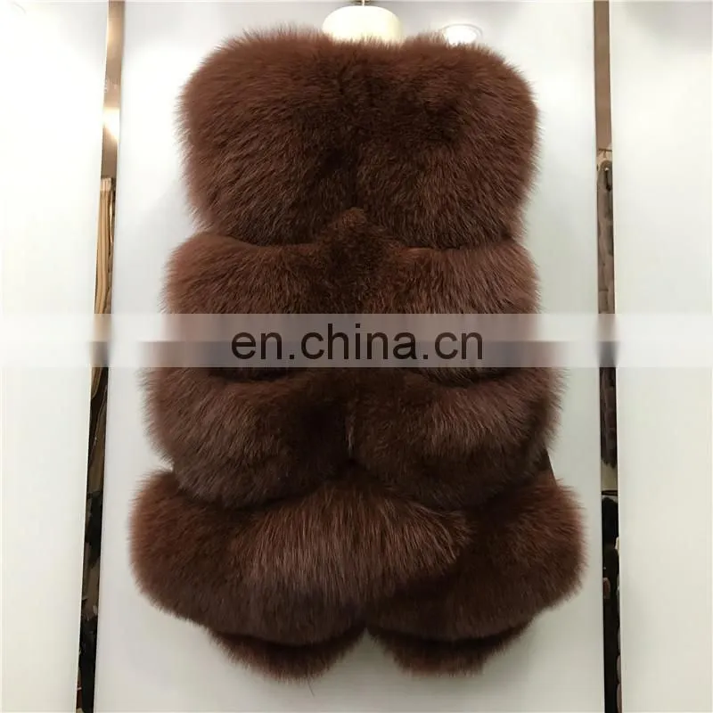 2017 Women Fox Fur Vest Winter Long Vest Real Fur Coat Vest Price Waistcoat