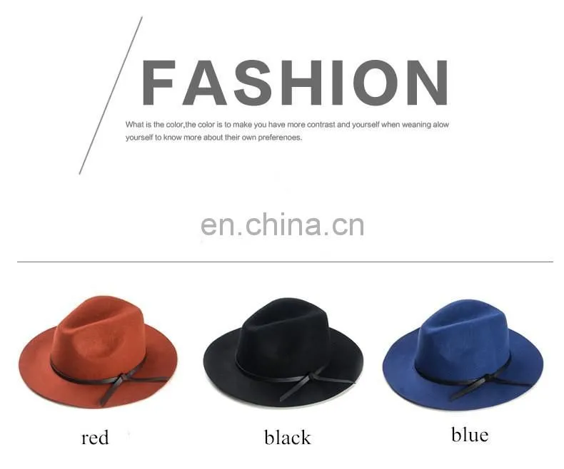 Wholesale Wool Felt Wide Brim Woman Fedora Hat