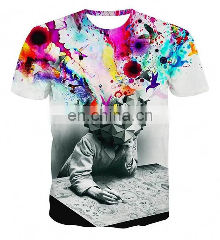 Fashion leading new design 2016 men 3d t shirt manufacturer cheap quick dry T shirt for men