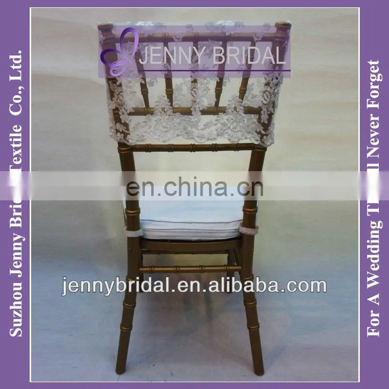 C183L white embroidered lace chair covers wedding lace chair sashes