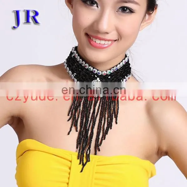 Indian wholesale belly dance beaded tassel necklace P-9005#