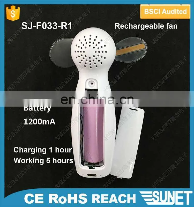 Hot sale promotion custom logo print and customized message rechargeable battery led fan