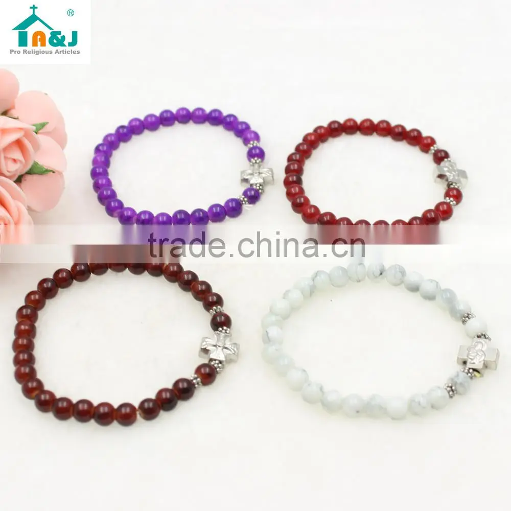 Catholic Sonte Beads Bracelet with Cross