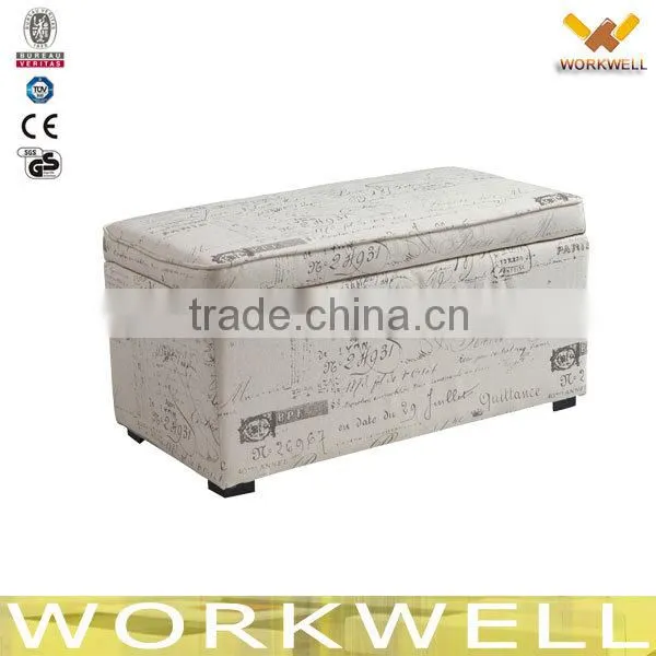 WorkWell fabric foldable wooden storage ottoman kw-9010-2