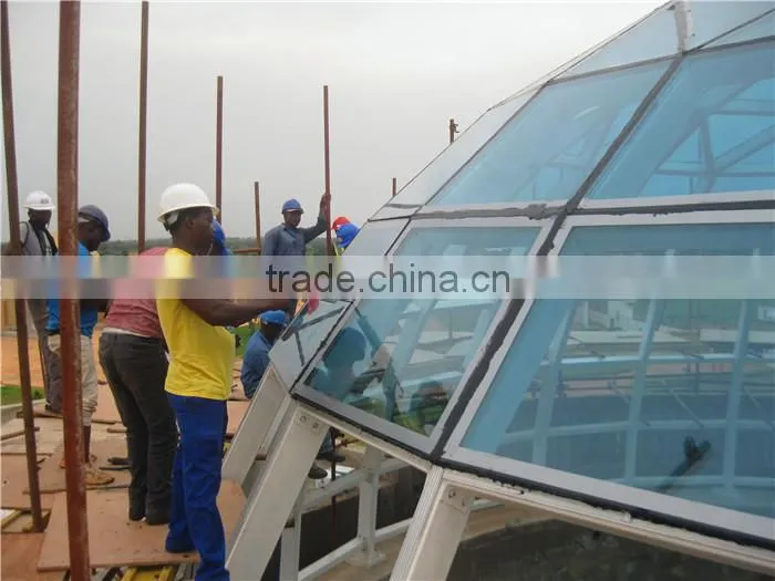 Light weight steel dome space frame for glass roof building