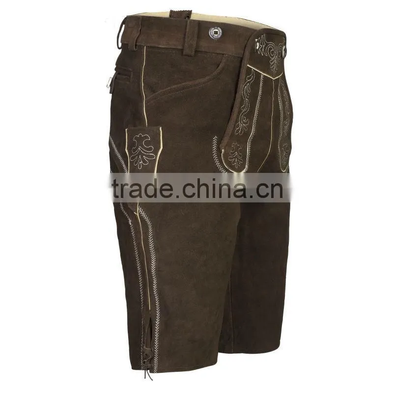 Trachten Lederhose kurz dunkelbraun