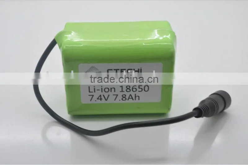 7.4V Li-ion 18650 rechargeable battery packs with PCM