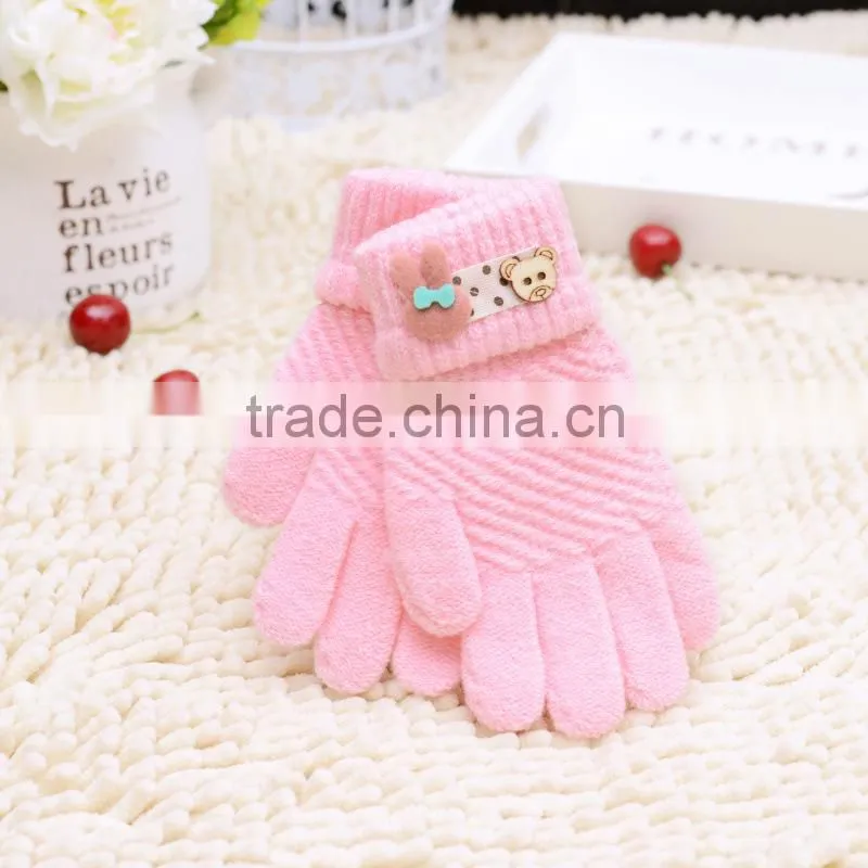 Children warm Cartoon knitted gloves, Full Finger lovely gloves