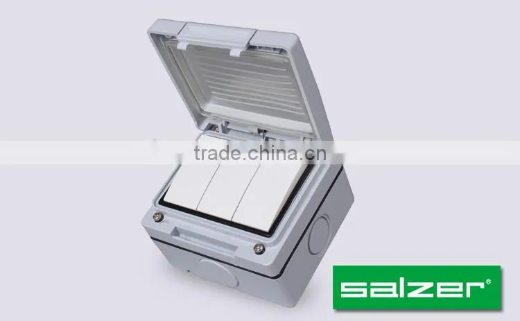 Salzer 3gang 1way waterproof switches IP56 10A