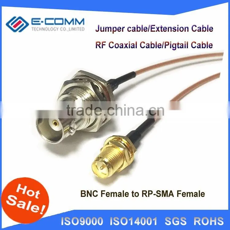 Hot sale!! BNC Female bulkhead to RP SMA female male pin pigtail cable RG178 15CM 6"