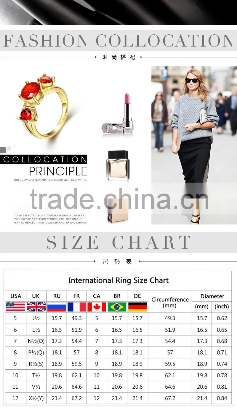 Beautiful three big red stone ring for women
