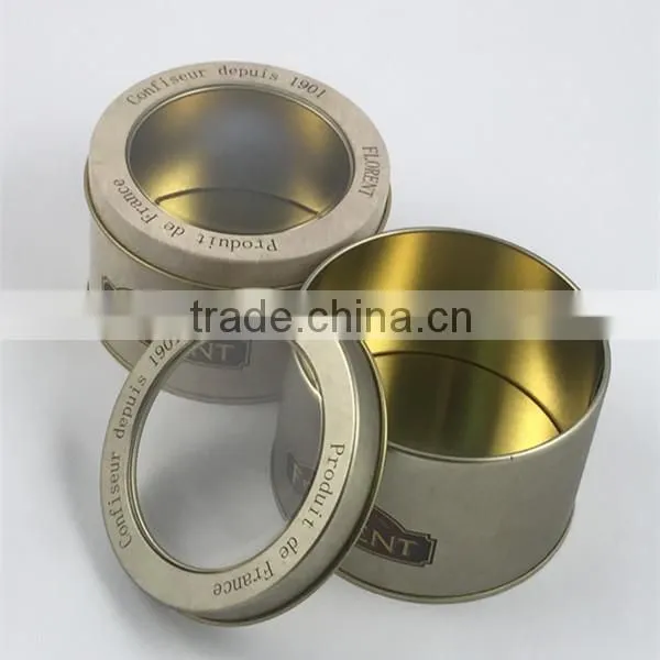 round copper tin canister for tea pack
