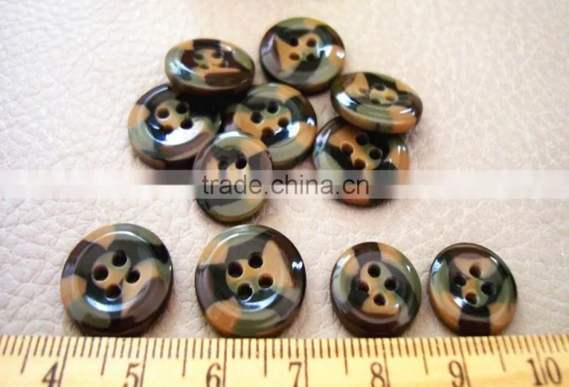 Sedex Audited Factory 2 Pillar Resin Button for military garment, polyester military garment button