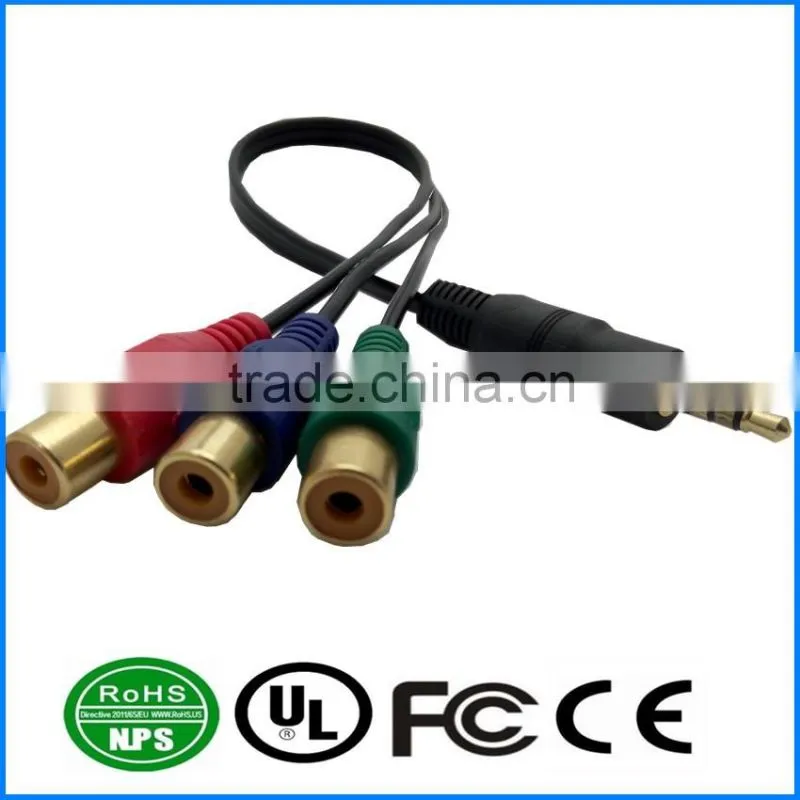 AUX Audio Male to 3 RCA Cable Gold Plated Audio I/O Wire Mount Cable for PC, Car Audio, Audio Equipment