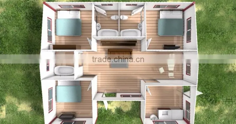 low cost hot galvanized steel prefab house three bedroom home plans with fast assembly