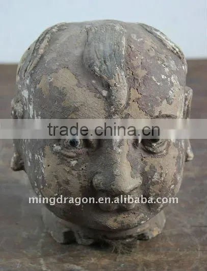 Antique Chinese Wooden Buddha Head Sculpture