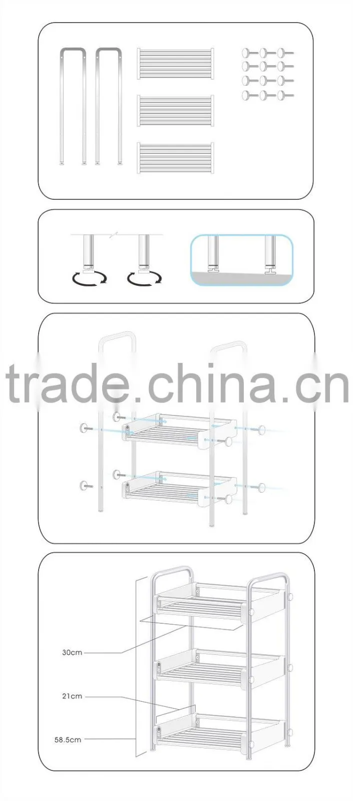 S/S+ABS 30*21*58.5 Kitchen stainless steel rack/drying rack