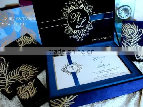 Peacock Velvet Wedding Invitation