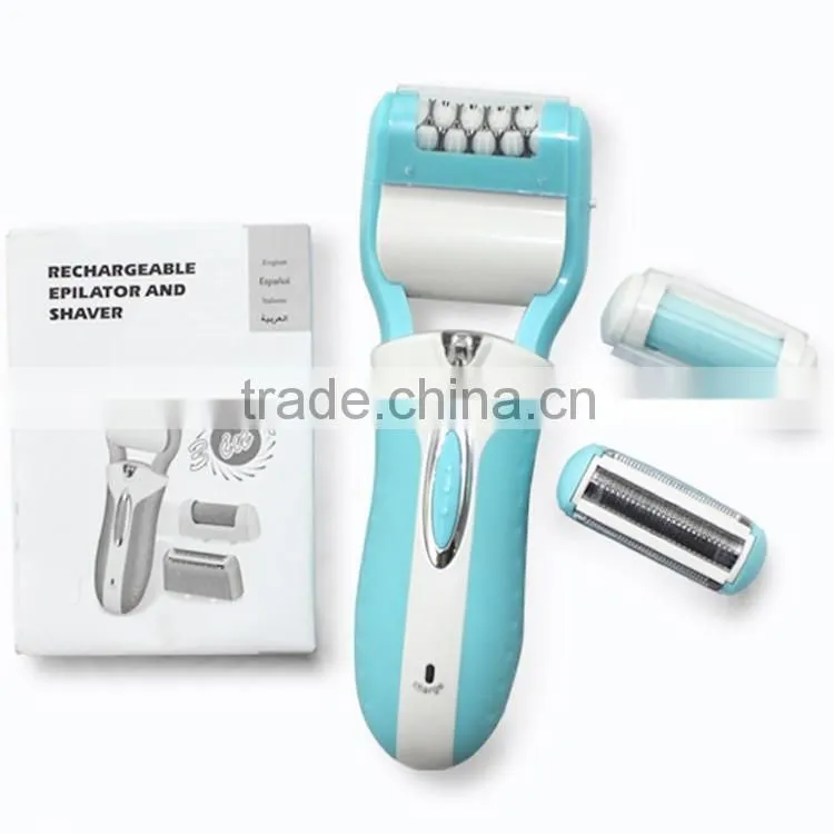 Rechargeable battery ladies fashion electric shaver epilator and pedicure foot file 3 in 1