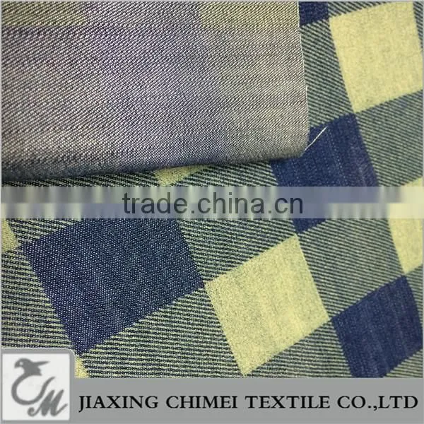 jiaxing tencel denim of grid printed design for denim shirt
