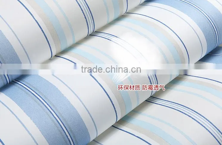 modern blue stripe non woven wallpaper for home