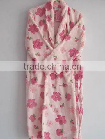 Factory cheap cute printed coral fleece bathrobe wholesale