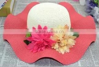 Women Flower Straw Hat,Sun Beach Summer Hats For Ladies