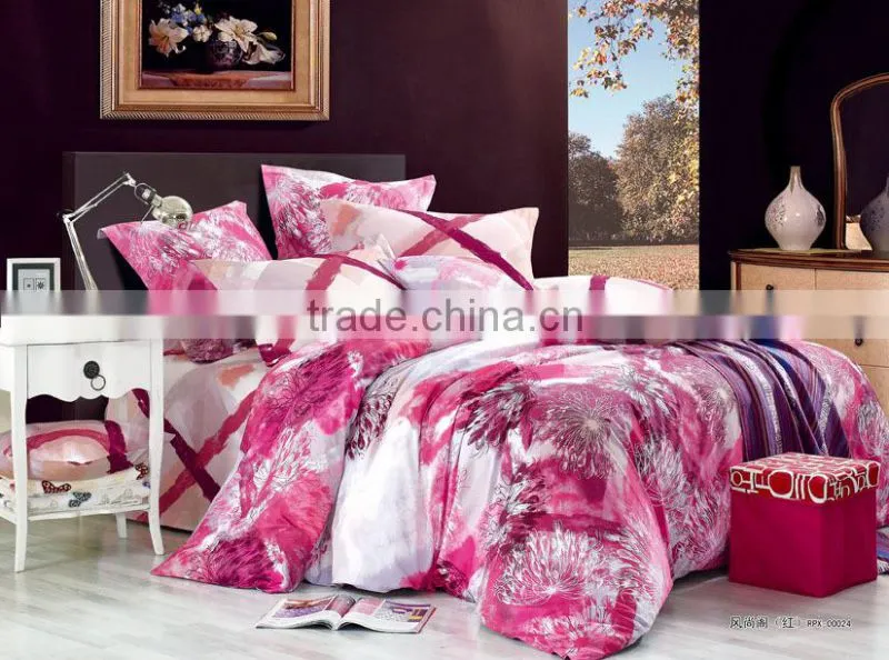 reactive printed flower design bedding set 100% cotton