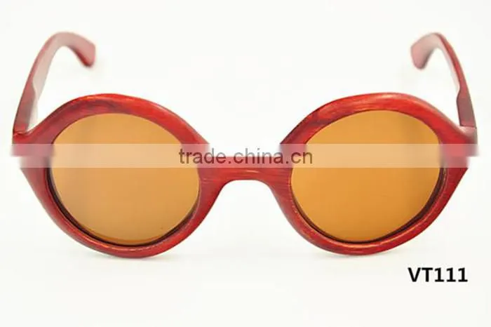 2016 round square retro UV400 color lens design bamboo wooden polarized sunglasses quality