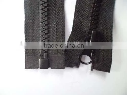 5# plastic derlin zipper open end zipper with auto lock thumb slider garment zipper