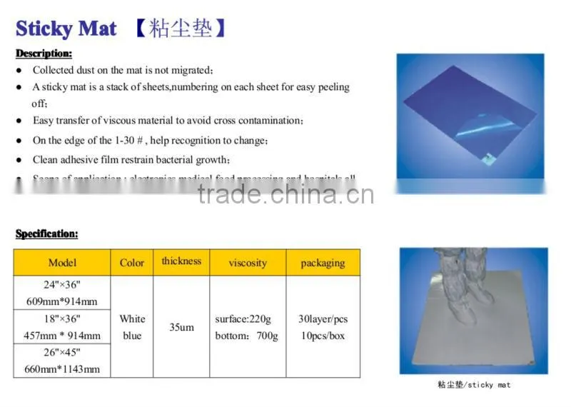 Dust free Cleanroom Sticky Mat