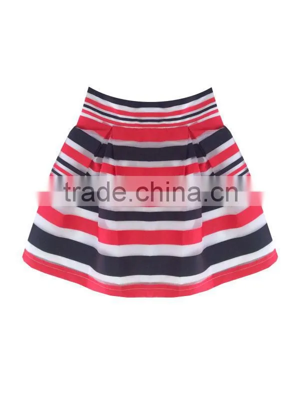 2015 New fashion small quantity wholesales striped yarns lady short skirt