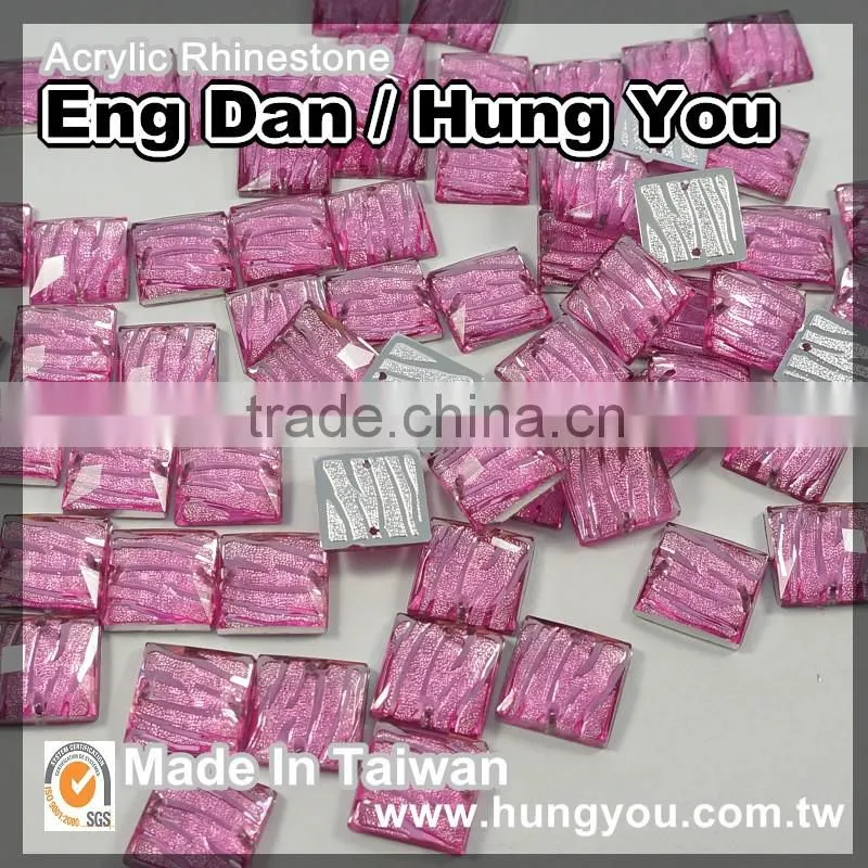 Unique Designs Transparent Flat back Embossed Sew on Acrylic Rhinestone
