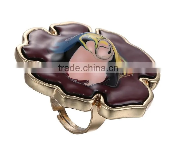 wholesale jewelry mix color oil painting adjustable fashion ring jewelry