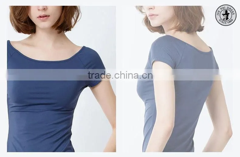 Sexy Slim Fit Women Blank Scoop t Tops For France