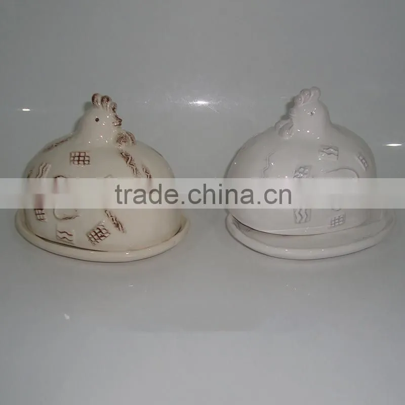 Ceramic Chick Design Butter Dish with Lid