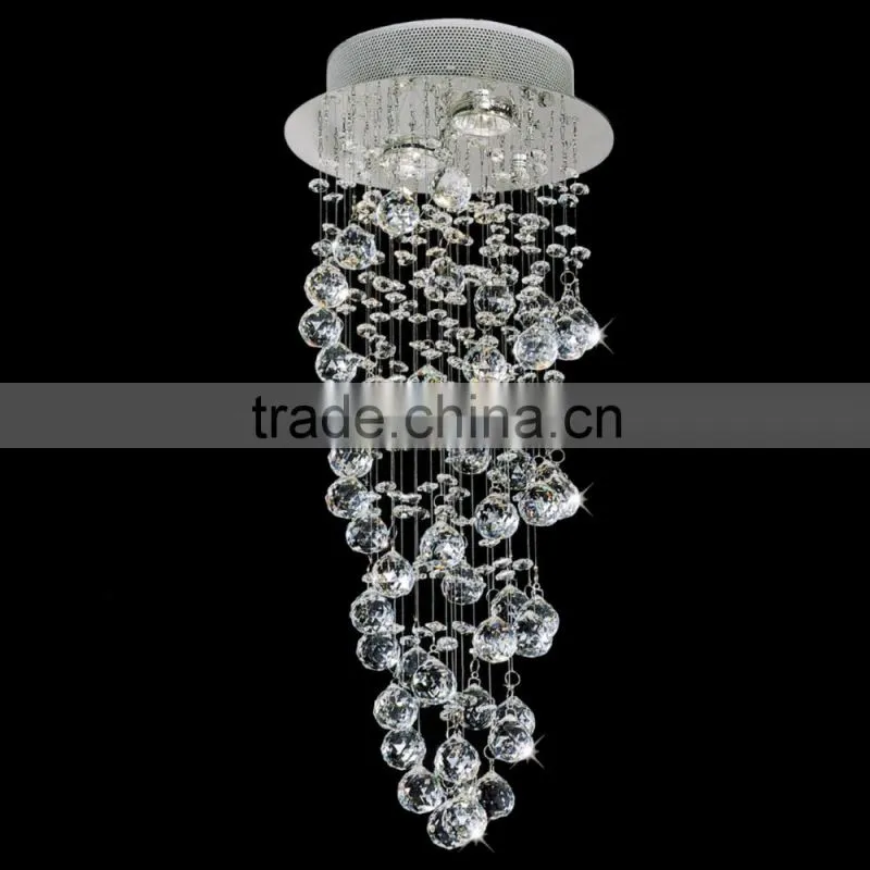24" Double Spiral Modern Foyer Crystal Round Chandelier Mirror Stainless Steel Base 2 Lights 97009