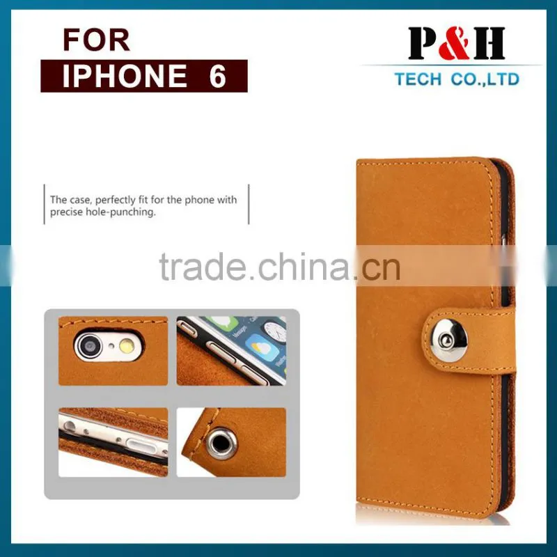 2015 New arival high class alibaba express for iphone 6 genuine leather flip case , 100% real leather wallet case for iphone 6