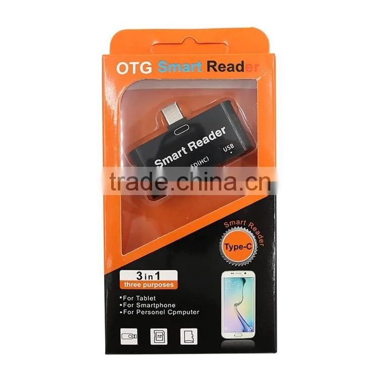 Type-C 3 in 1 Multifunction Memory Card Reader Adapter USB/TF/SD for Macbook Card Reader USB Flash Drives