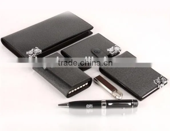 Luxury leather men wallet christmas new year corporate business gift set