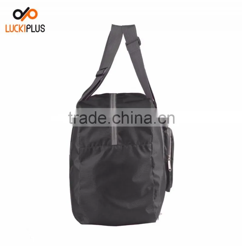 Luckiplus Foldable Travel Duffel Bag Luggage Sports Gym Water Resistant Nylon Black