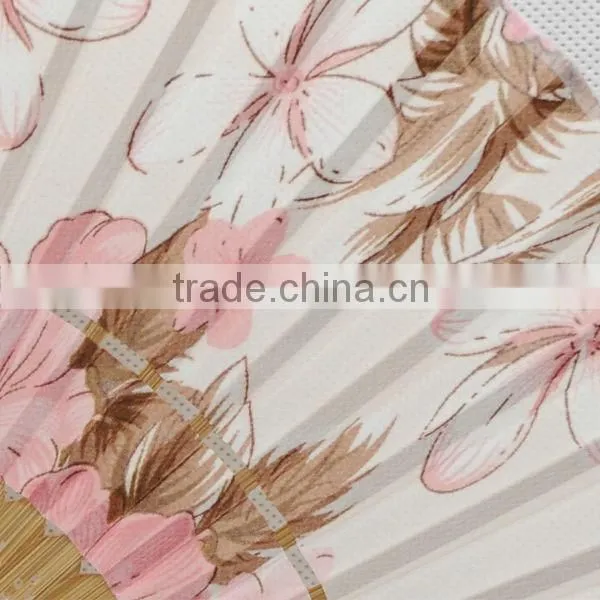 pink promotional Japanese silk bamboo folding fan