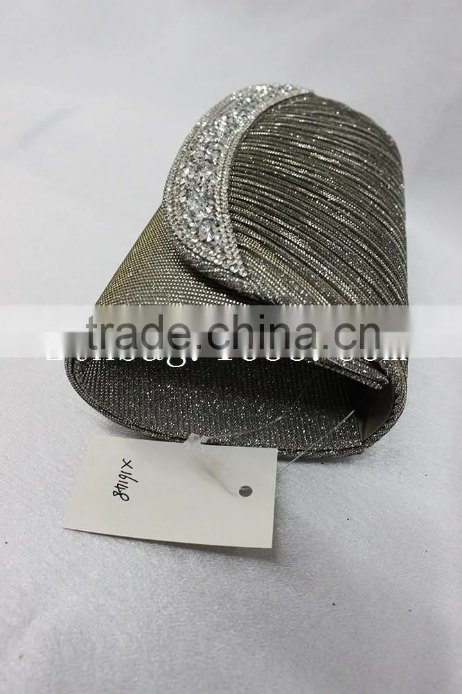 hot sale high quality fashion rhinestone and pleat party bags