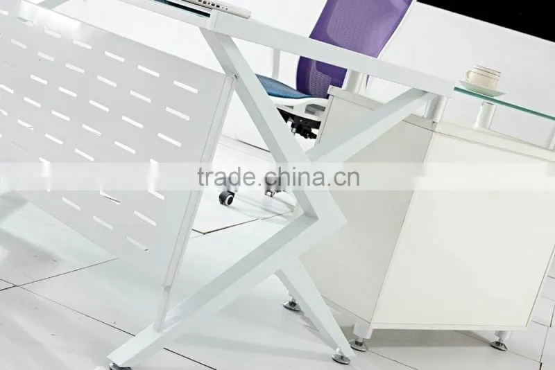 Factory direct hot sale modern glass top office table photos design PT-D0503