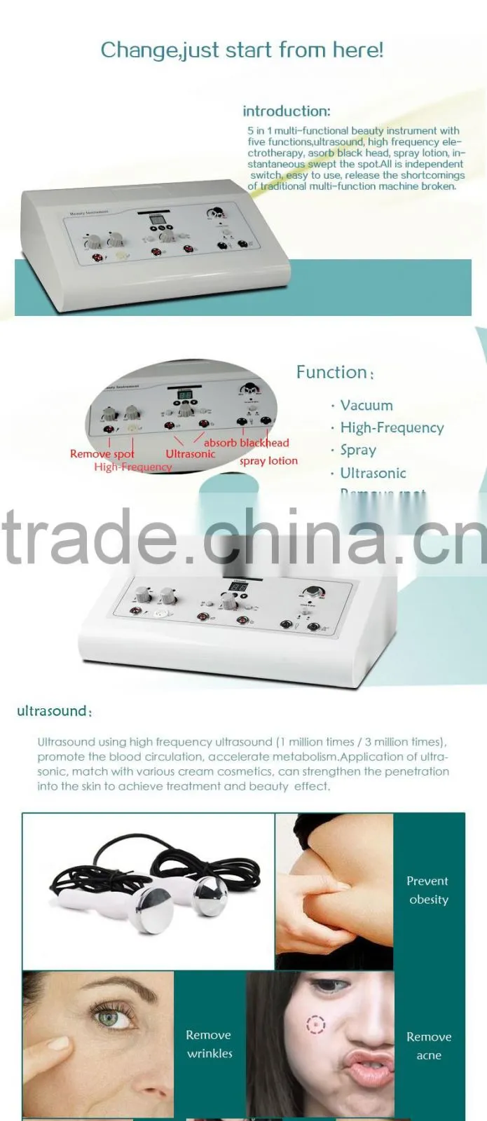 5 in 1 Multi-function Beauty Machine/Instrument /Ultrasound